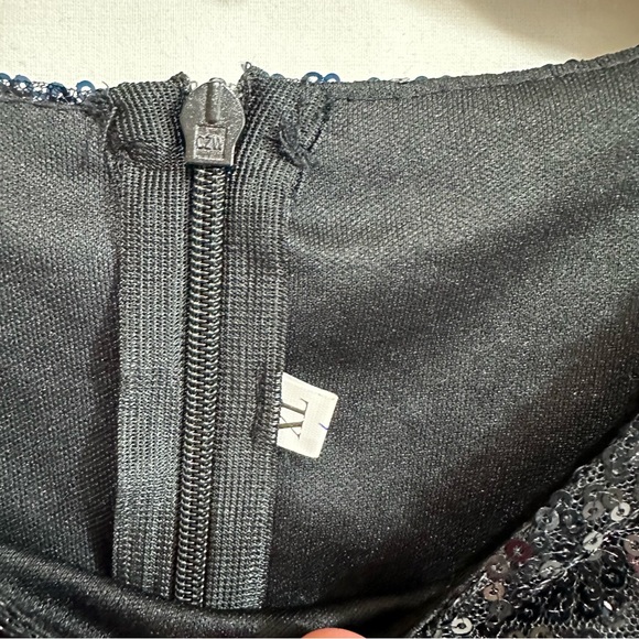 Womens Black Sequined Round Neck Long Sleeve Mini Dress Size XL - Picture 3 of 7